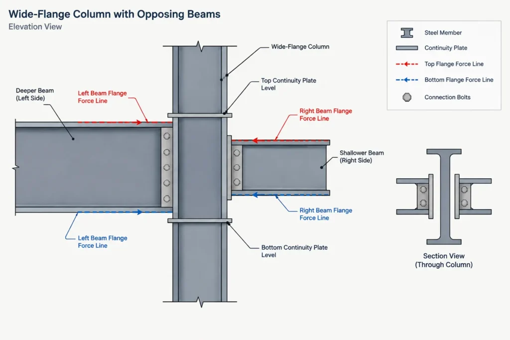 Continuity Plates in Steel Moment Connections: Alignment, Fit, and Detailing Coordination structural steel illustration