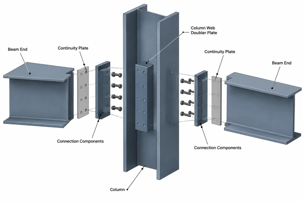 Continuity Plates in Steel Moment Connections: Alignment, Fit, and Detailing Coordination structural steel illustration
