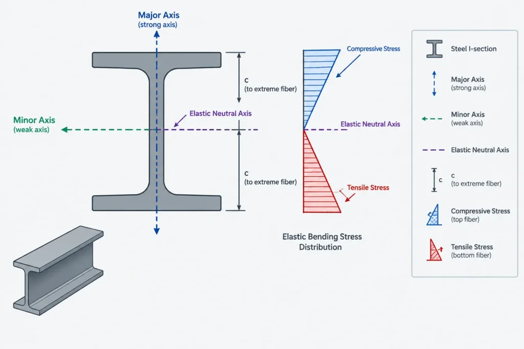 Elastic vs. Plastic Section Modulus in Steel Shape Tables: Understanding S, Z, and Shape Factor structural steel illustration
