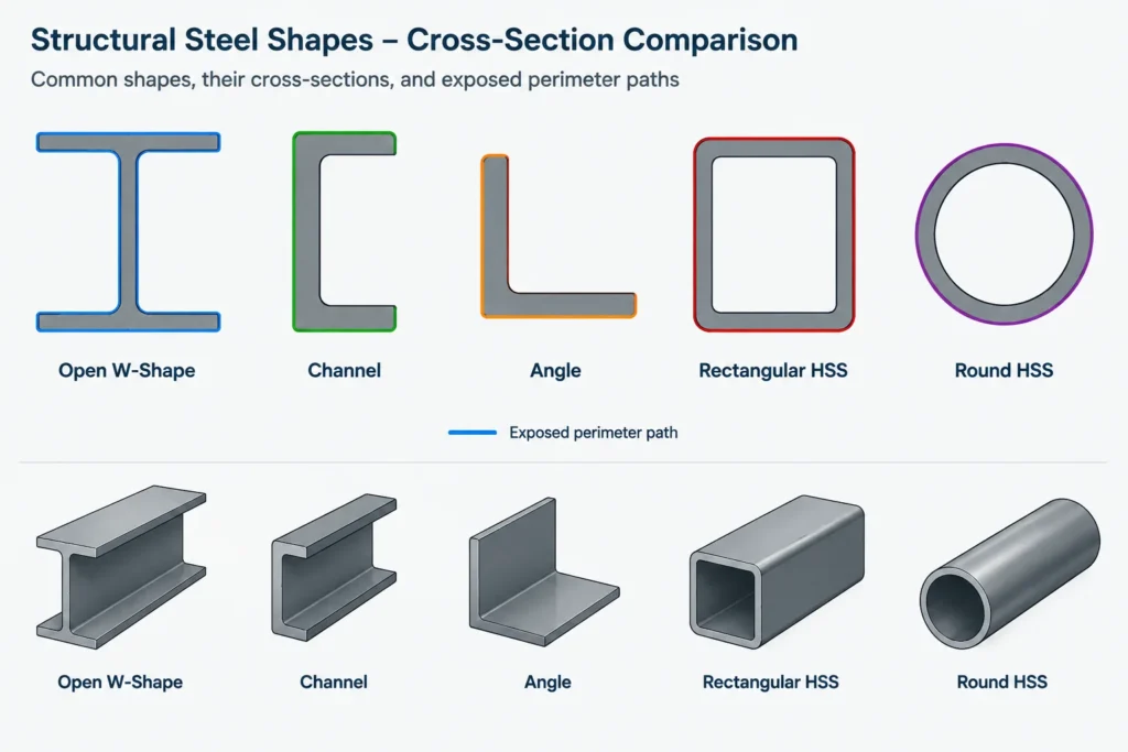 Estimating Structural Steel Surface Area for Paint and Coating Takeoffs structural steel illustration