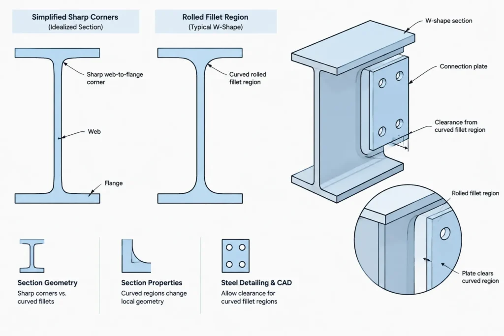 Exact vs. Simplified Steel Shape Geometry in CAD: Choosing the Right Level of Detail structural steel illustration