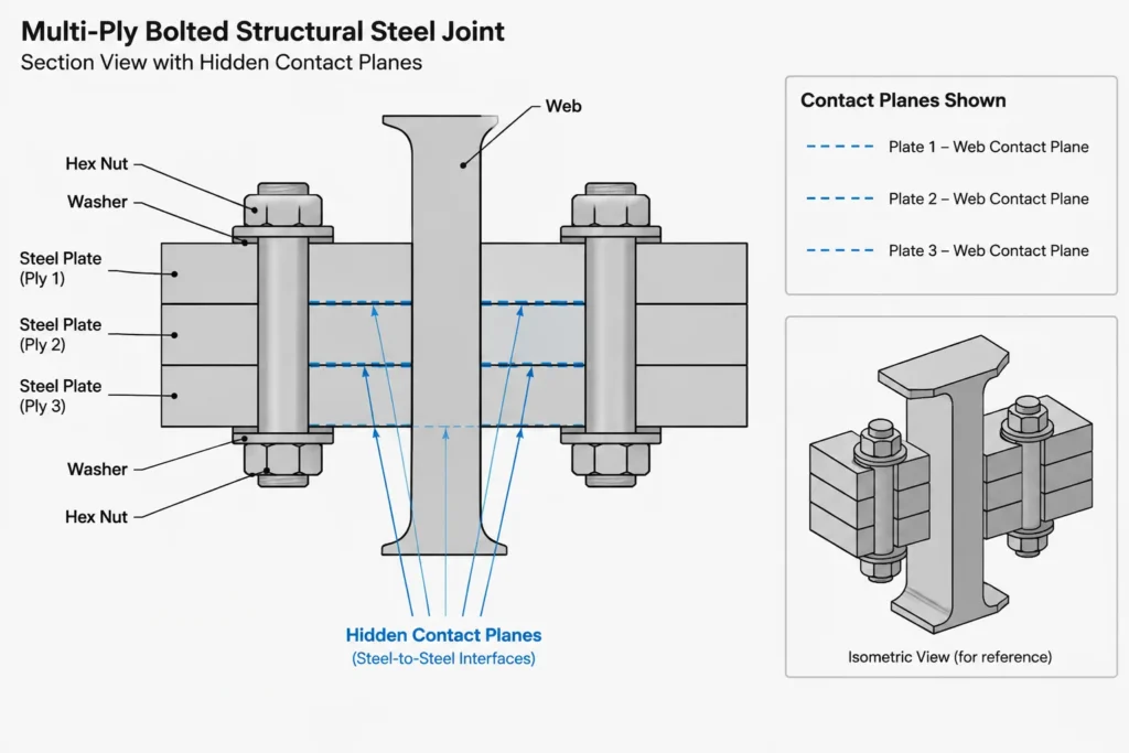 Faying Surfaces in Bolted Steel Connections: Contact Planes, Coatings, and Detailing Coordination structural steel illustration