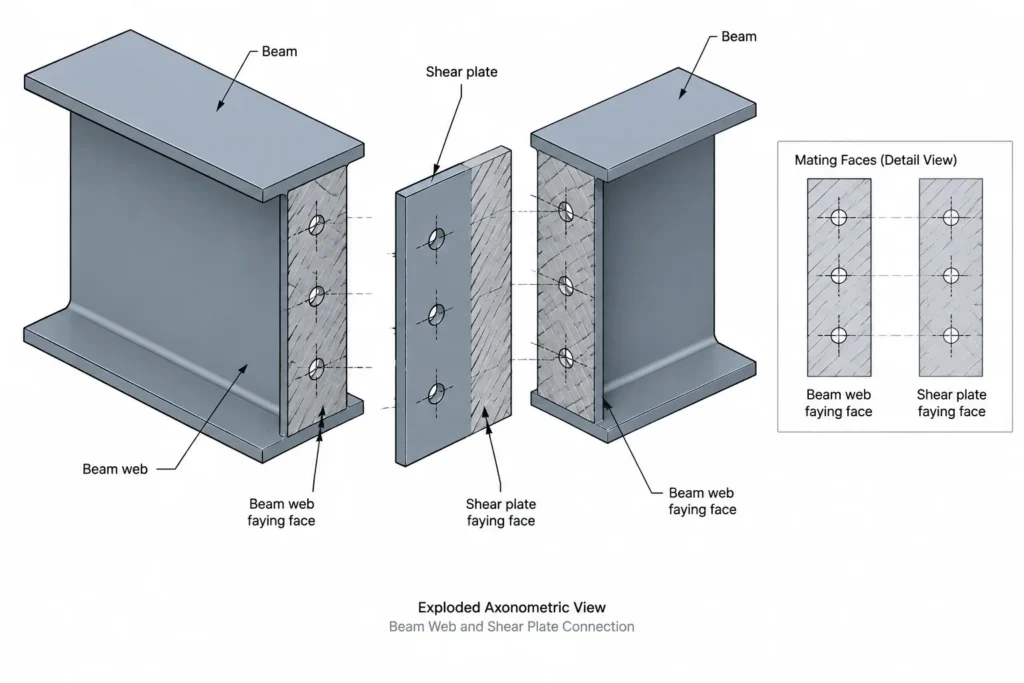 Faying Surfaces in Bolted Steel Connections: Contact Planes, Coatings, and Detailing Coordination structural steel illustration