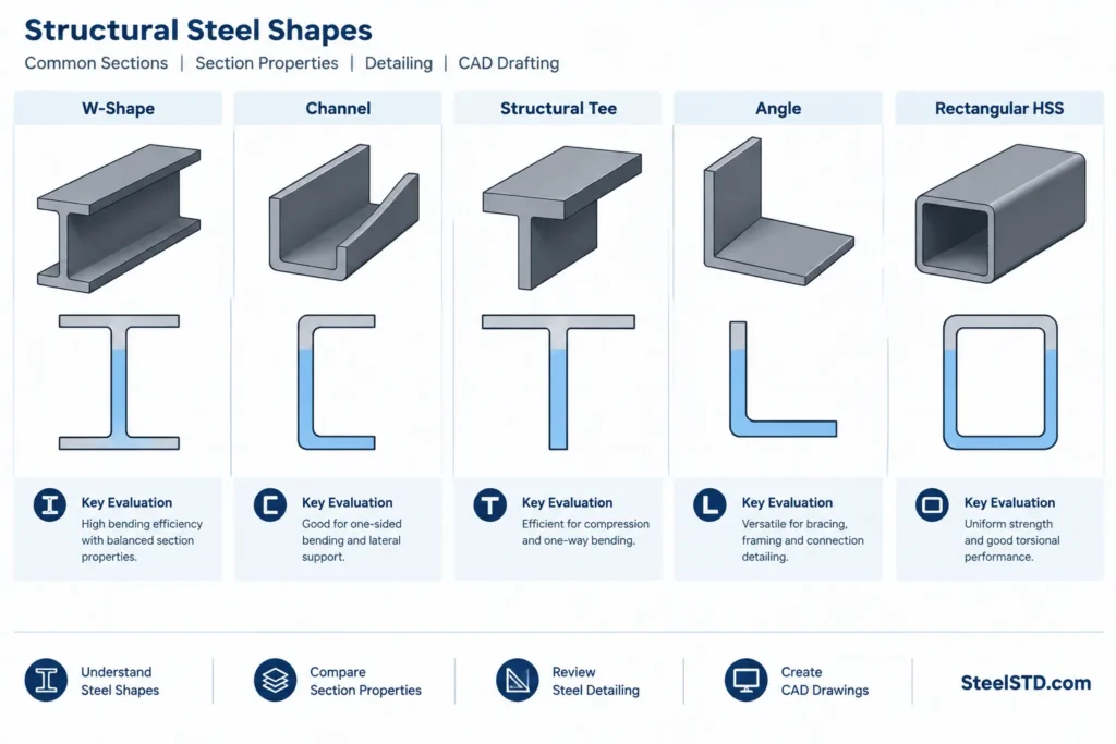 First Moment of Area Q in Steel Sections: Shear Stress, Shear Flow, and CAD Calculation structural steel illustration