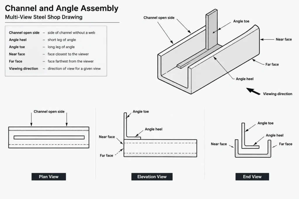 Handed Structural Steel Assemblies: Left-Hand, Right-Hand, and Mirror-Image Detailing structural steel illustration