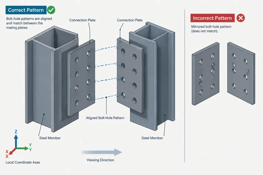 Hole Coordinates in Steel Plates: Datums, Centerlines, and CNC-Friendly Detailing structural steel illustration