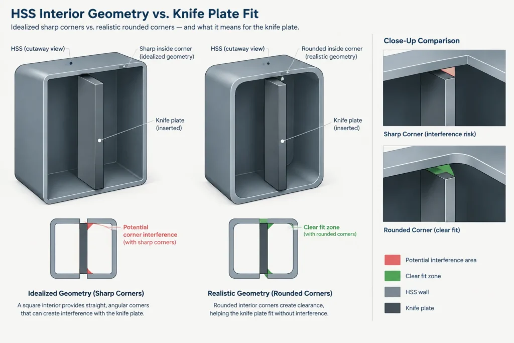 HSS Knife-Plate Connections: Slot Geometry, Fit-Up, Welding, and Detailing structural steel illustration