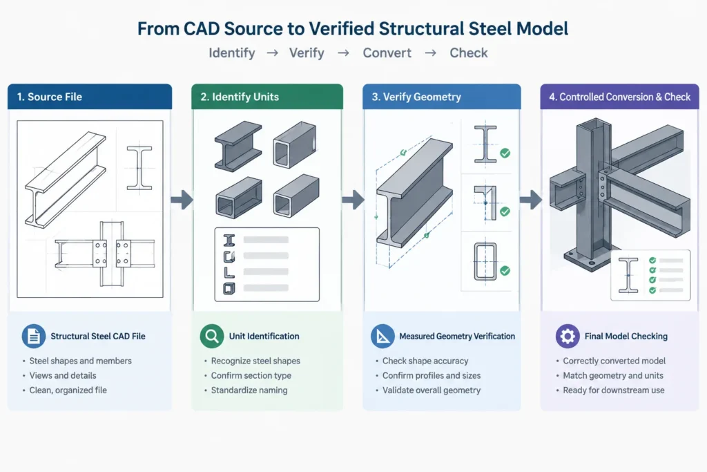 Inches, Feet, or Millimeters? Preventing Unit and Scale Errors in Structural Steel CAD structural steel illustration