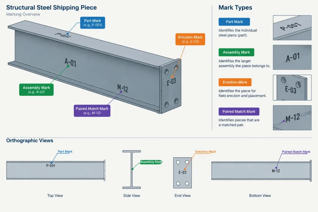Match Marks in Structural Steel Fabrication: Orientation, Trial Assembly, and Field Reassembly structural steel illustration