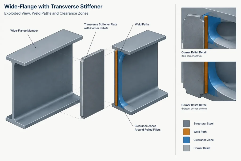 Plate Corner Clips at Rolled Steel Fillets: Fit-Up, Geometry, and Detailing structural steel illustration