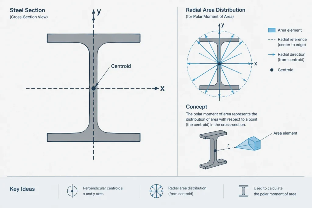 Polar Moment of Area vs. Torsional Constant J in Structural Steel Sections structural steel illustration
