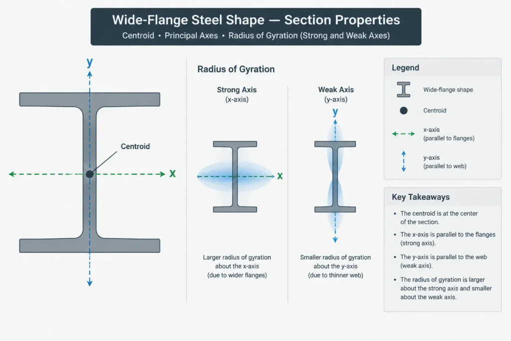 Radius of Gyration in Steel Shape Tables: Understanding rx, ry, and KL/r structural steel illustration