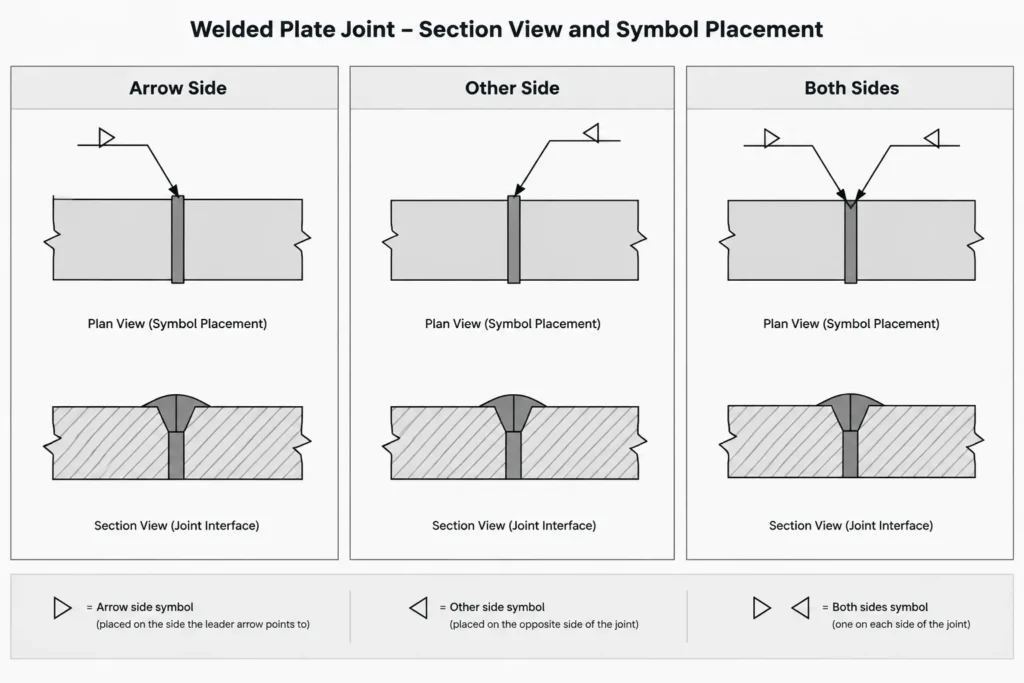 Reading Structural Steel Weld Symbols: Arrow Side, Other Side, and Joint Location structural steel illustration