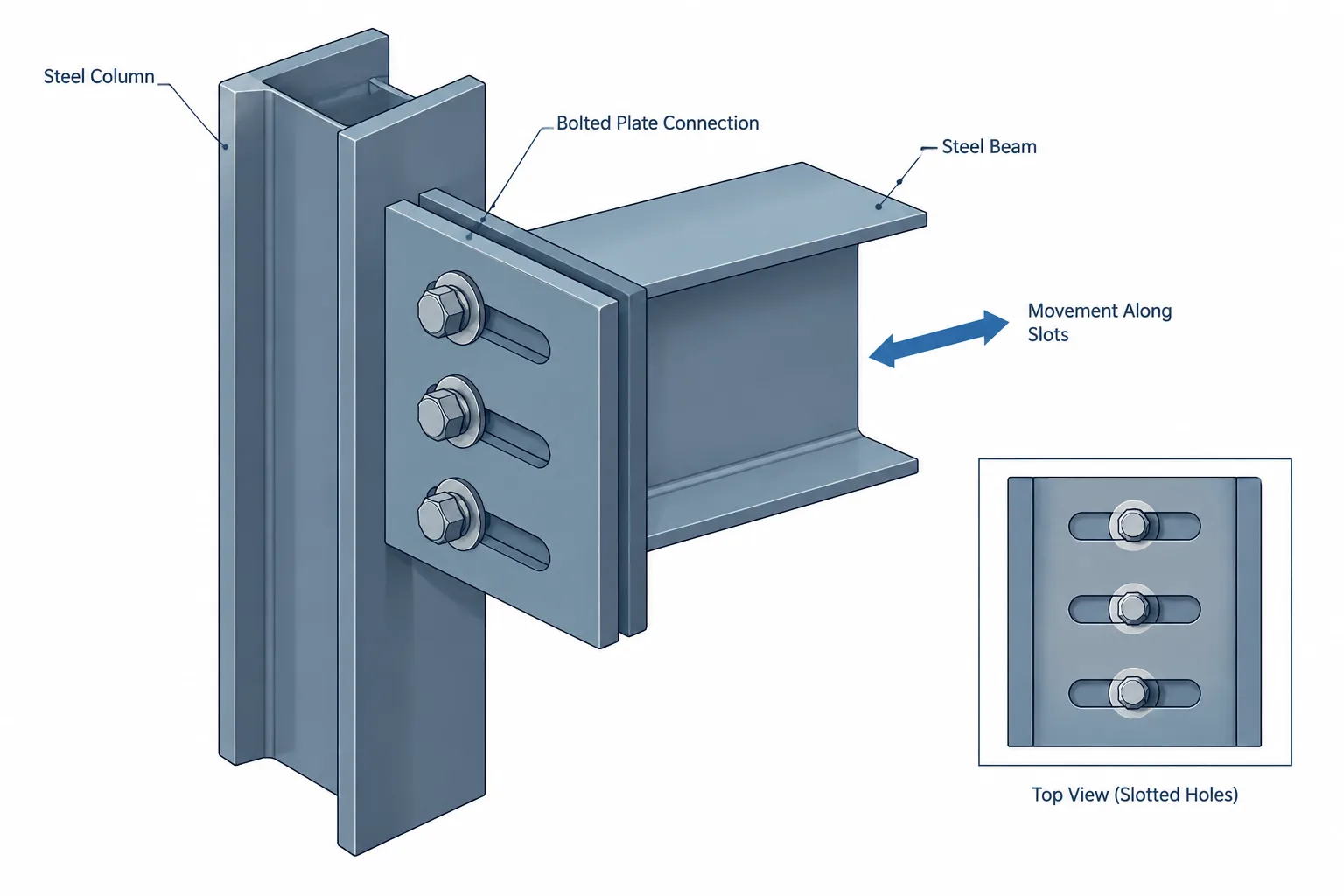 Slotted Bolt Holes for Structural Movement: Direction, Restraint, and Detailing Coordination structural steel illustration