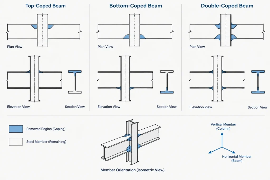 Steel Beam Copes, Notches, and Blockouts: Geometry, Datums, and Detailing Checks structural steel illustration