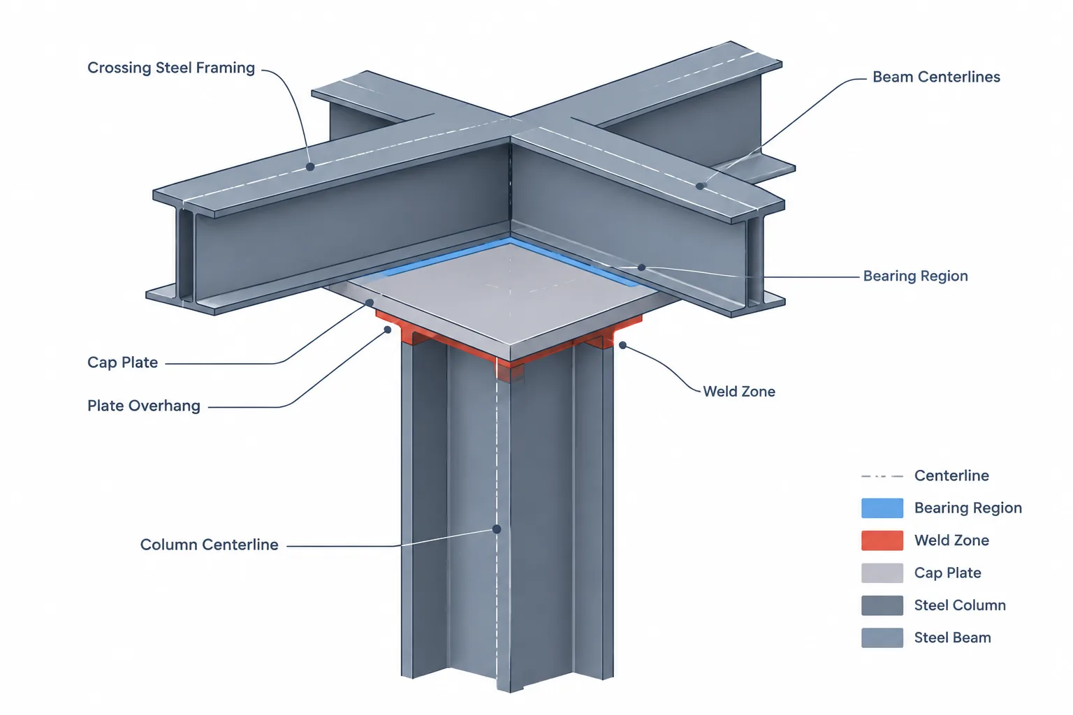 Steel Column Cap Plates: Load Path, Bearing, Datums, and Detailing Coordination structural steel illustration