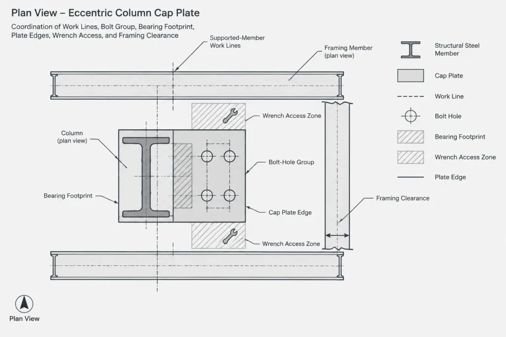 Steel Column Cap Plates: Load Path, Bearing, Datums, and Detailing Coordination structural steel illustration