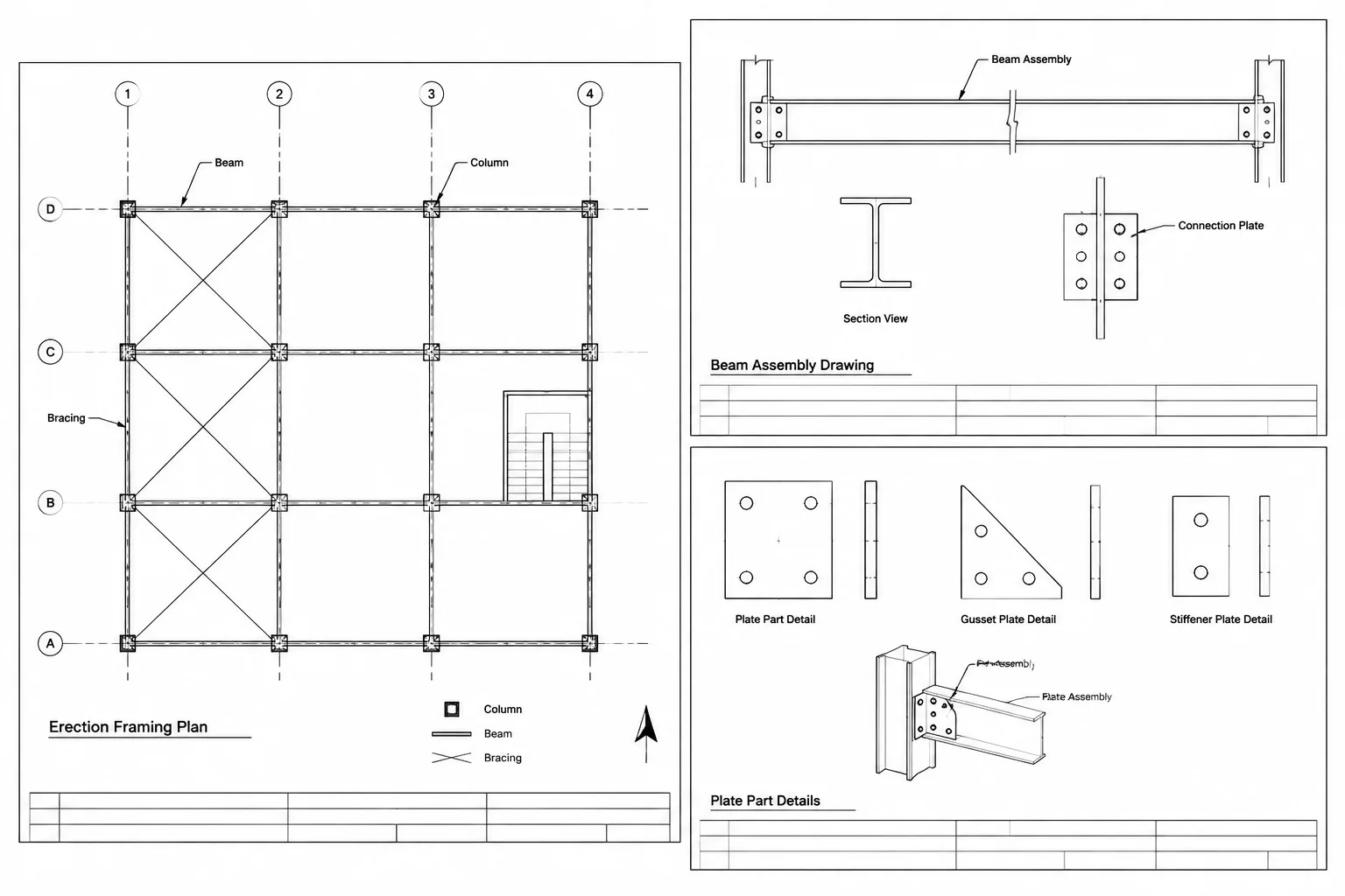 Steel Shop Drawings Explained: Assembly, Part, and Erection Drawings