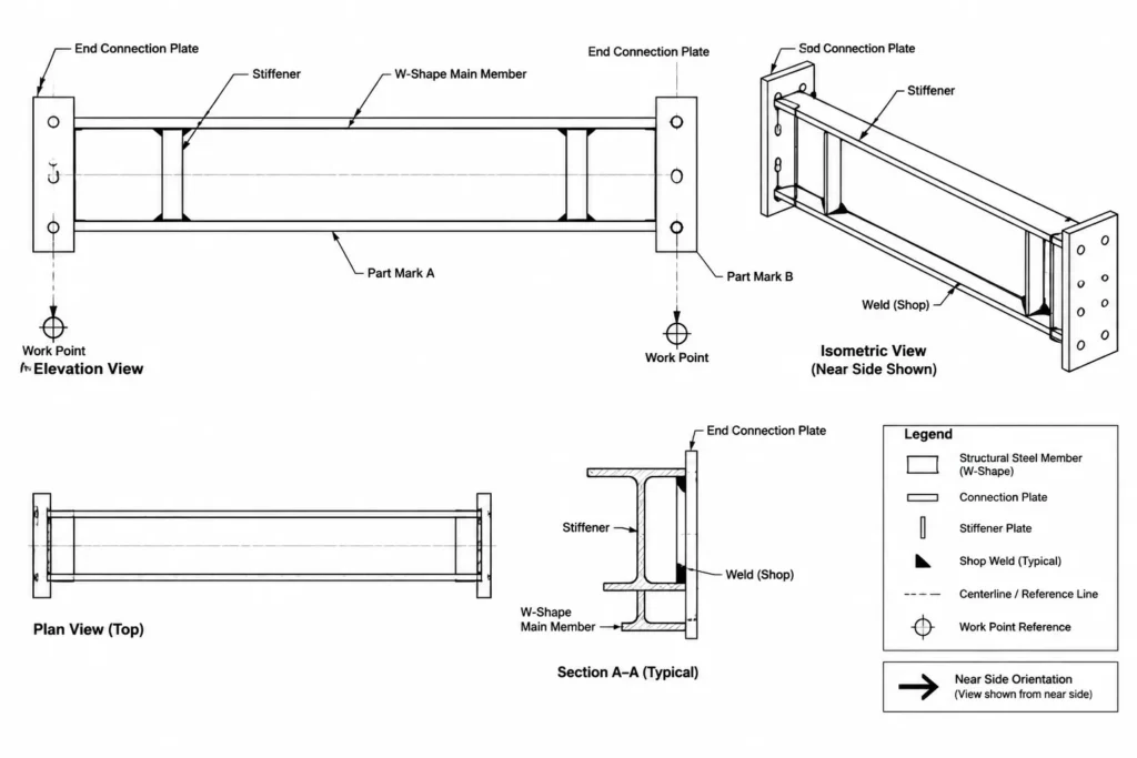 Steel Shop Drawings Explained: Assembly, Part, and Erection Drawings structural steel illustration