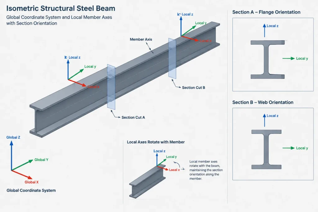 Strong-Axis vs. Weak-Axis Bending in Structural Steel Shapes: Reading Ix, Iy, Sx, and Sy structural steel illustration
