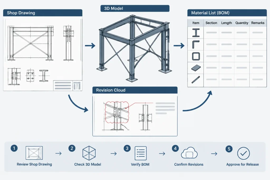 Structural Steel Bills of Material: Main Members, Detail Parts, Quantities, and Drawing Checks structural steel illustration