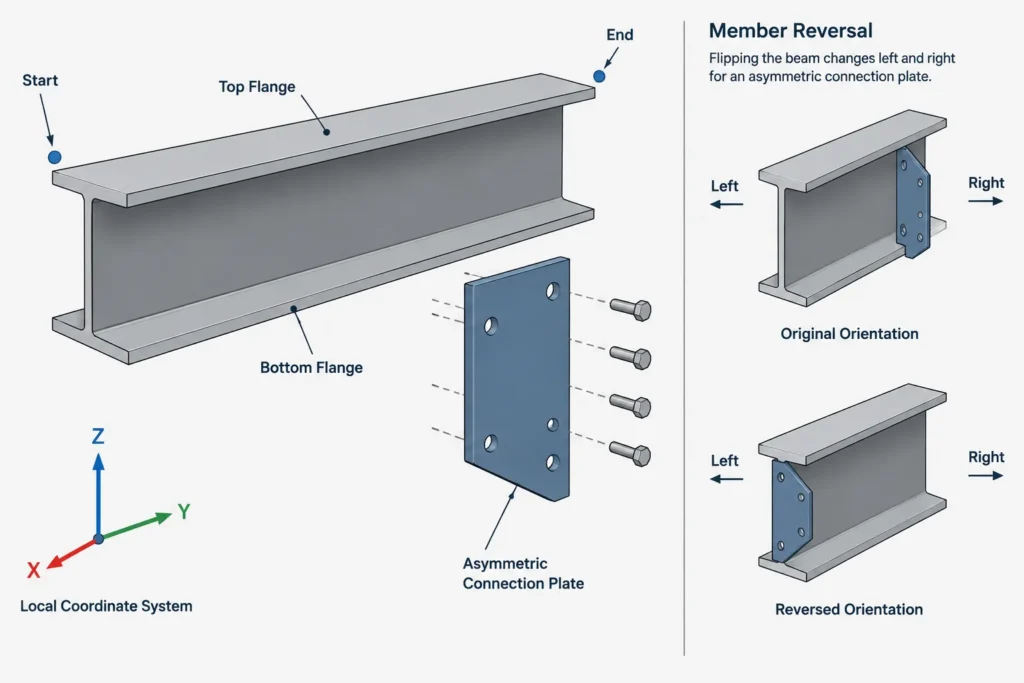 Structural Steel Coordinate Systems: Grid Lines, Global Coordinates, and Local Member Datums structural steel illustration