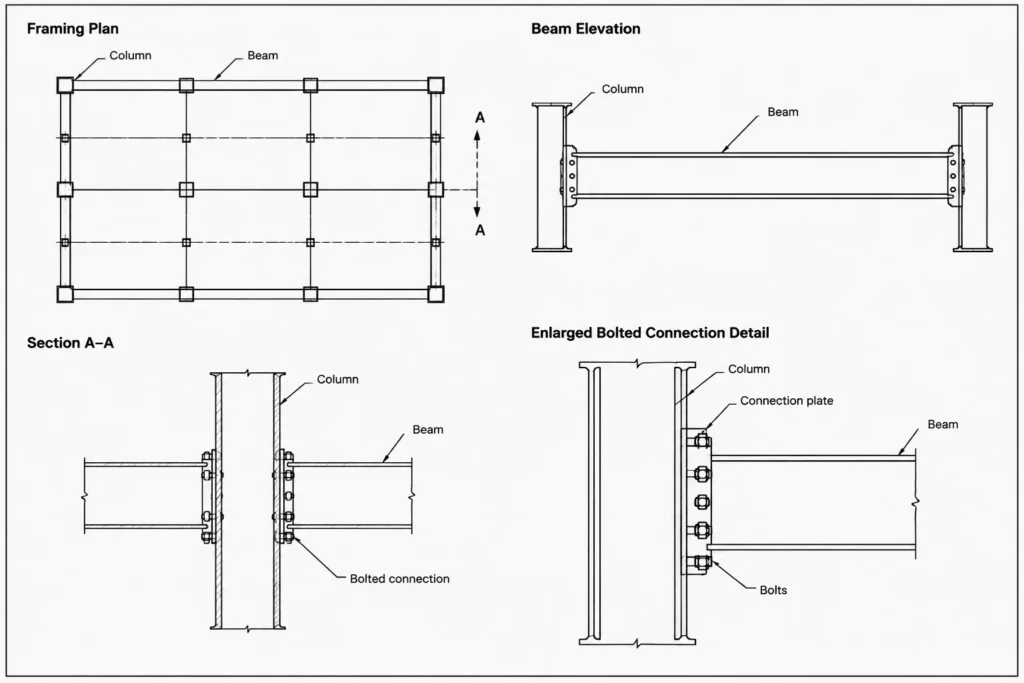 Structural Steel Drawing Scale: Model Space, Sheet Views, and Reliable Dimension Checks structural steel illustration