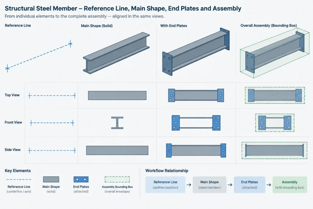 Structural Steel Member Lengths: Work-Point, Detailed, Cut, and Ordered Length structural steel illustration