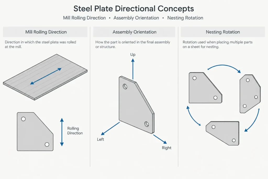 Structural Steel Plate Nesting and Orientation: Rolling Direction, Part Marks, and CAD Workflow structural steel illustration