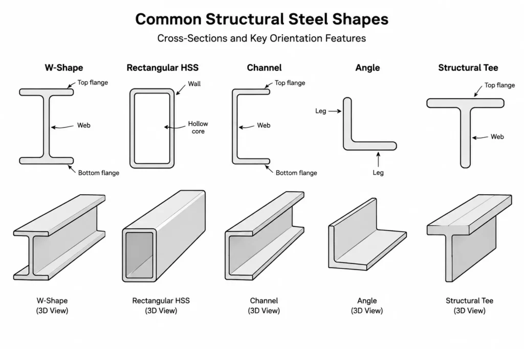 Structural Steel Section Views: Cutting Planes, Viewing Direction, and Detailing Clarity structural steel illustration