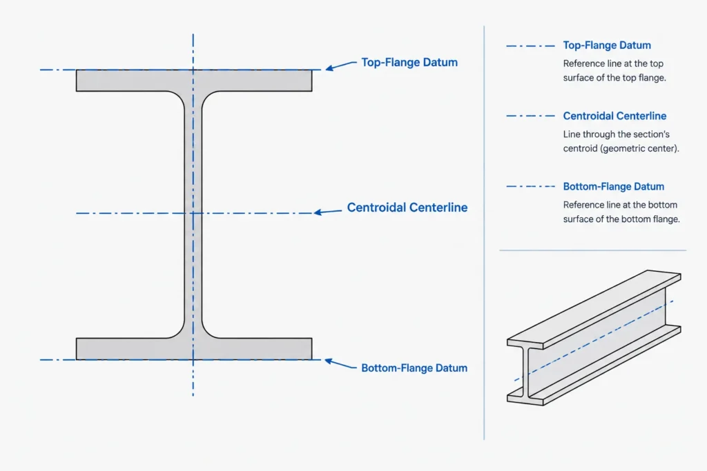 Top-of-Steel vs. Beam Centerline Elevations: Datums, Depth Changes, and Drawing Coordination structural steel illustration
