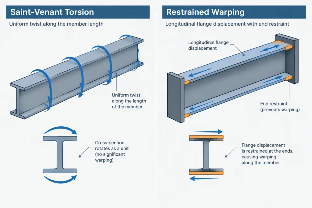 Warping Constant Cw in Steel Shape Tables: What It Means and When It Matters structural steel illustration
