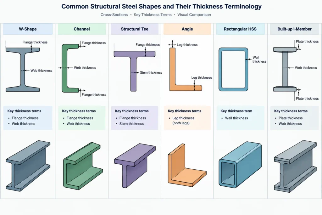 Web Thickness and Flange Thickness in Structural Steel Shapes: Reading tw and tf Correctly structural steel illustration